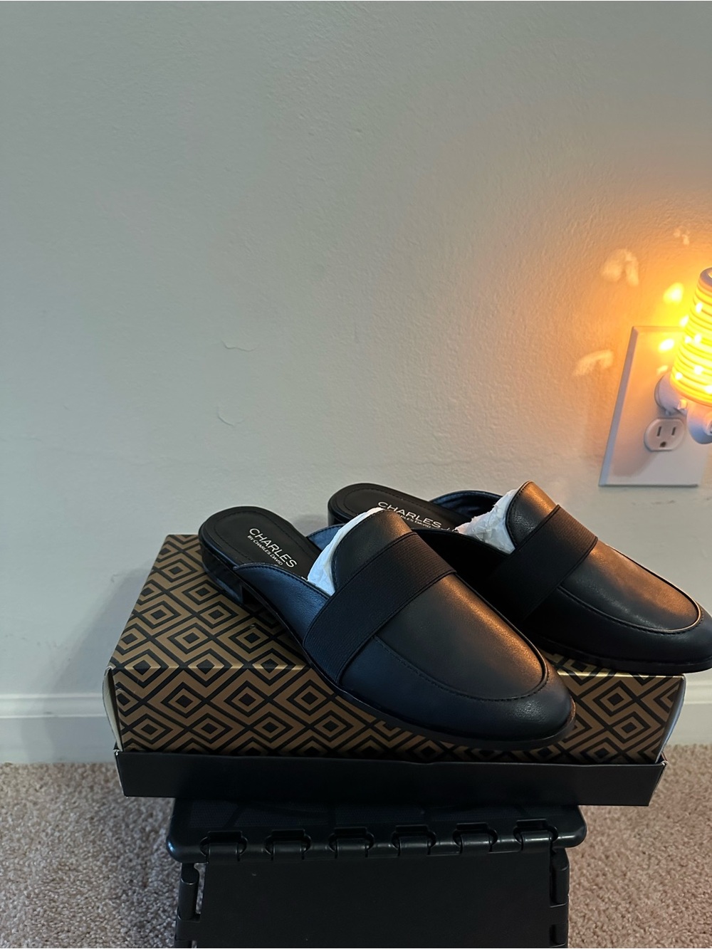 Charles By Charles David Black Leather Slip-On Loafers